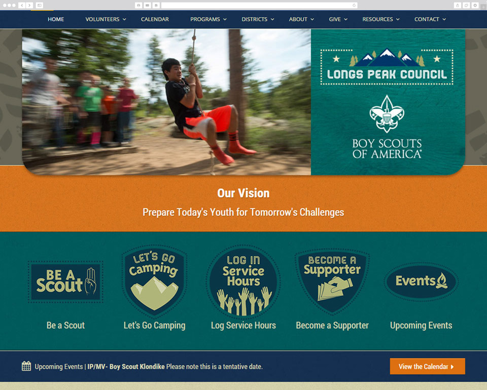 Desktop screenshot of Longs Peak BSA site