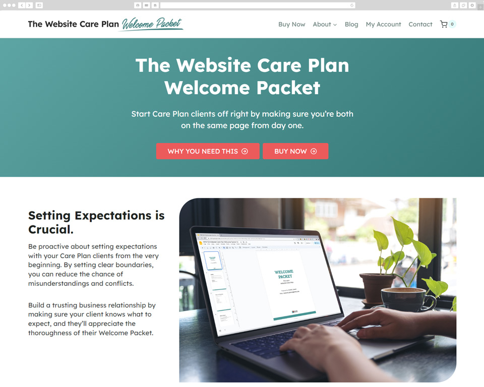 Care Plan Welcome Packet desktop screensot