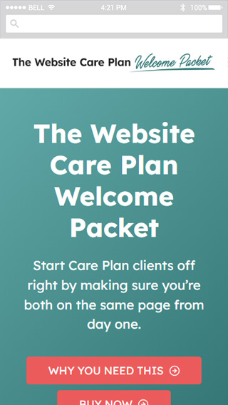 WP Care Plan Welcome Packet mobile screenshot