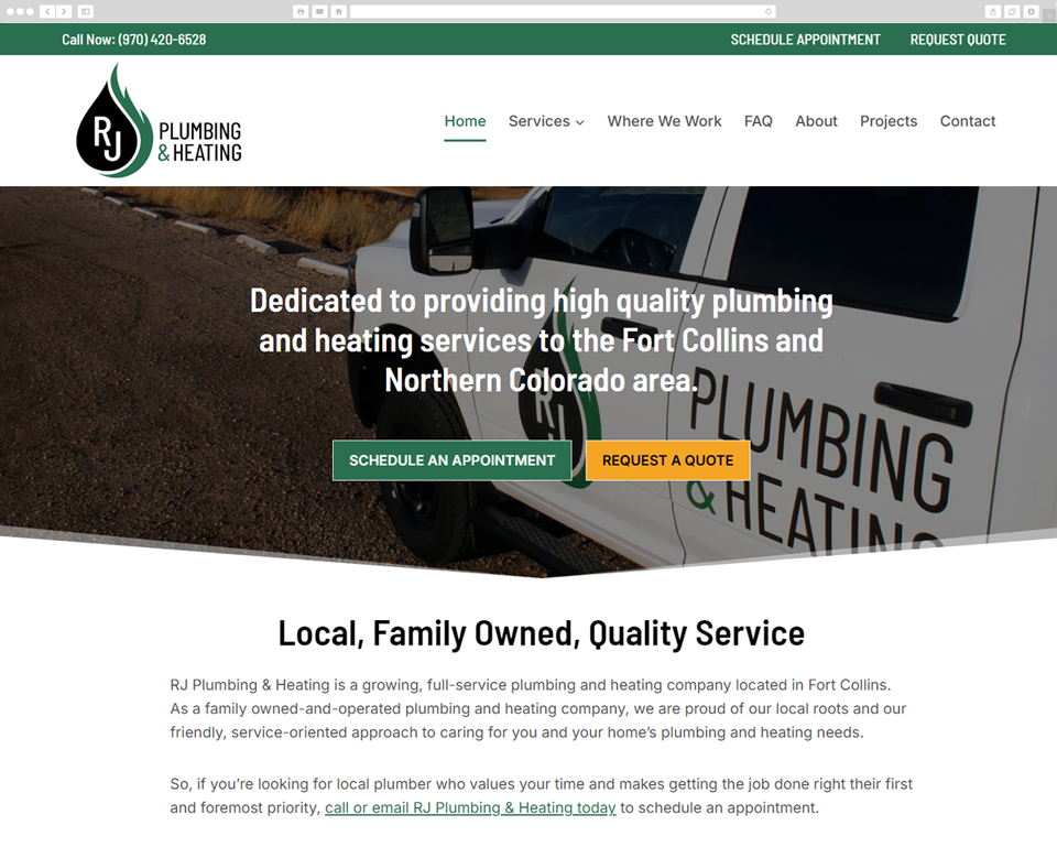 Desktop screenshot RJ Plumbing and Heating